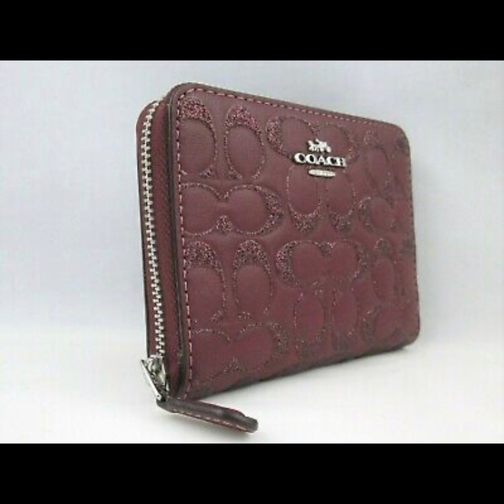 Coach Wallet Glitter Signature Leather Bifold Zip - Picture 3 of 6